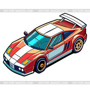 Isometric sports car with retro design. Vintage - vector clipart