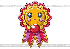 Award badge with ribbon for child. Playful kids - vector clipart