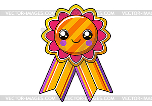 Award badge with ribbon for child. Playful kids - color vector clipart