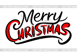 Merry Christmas lettering, in doodle style. - vector clip art