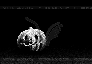 Halloween pumpkin in dark in retro dotwork style. - vector image