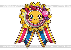 Award badge with ribbon for child. Playful kids - vector clipart