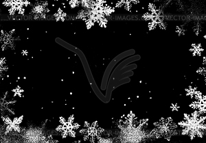 Christmas snowflakes frame in retro dotwork style. - white & black vector clipart