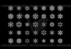 Set of cute snowflake icons on background New Year - vector image