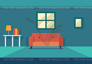 Living room interior with sofa in minimalistic - vector clip art