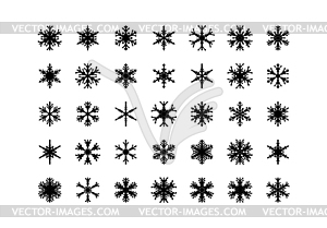 Set of cute snowflake icons on background New Year - vector clipart