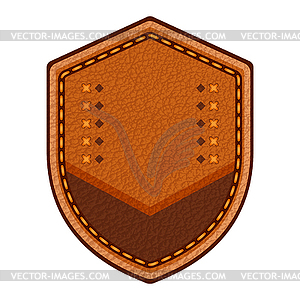 Leather label with grungy texture and seam. Brown - vector image
