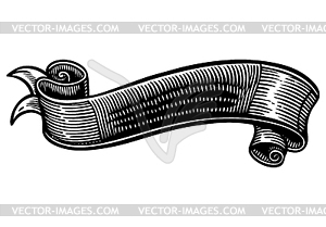 Vintage ribbon in engraving style. classic royal - vector image