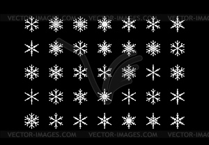 Set of cute snowflake icons on background New Year - vector image