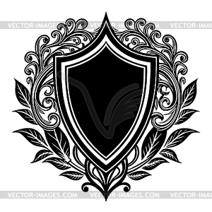 Heraldic shield with royal floral ornament. - vector clipart