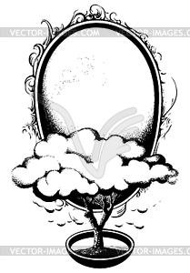 Surreal decorative ornate mirror or frame with - vector image