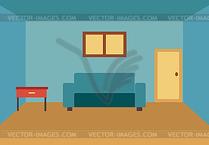 Living room interior with sofa in minimalistic - vector image