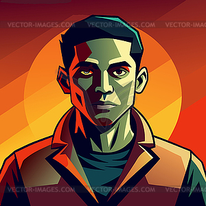 Colorful male portrait in vibrant pop art style wit - vector EPS clipart