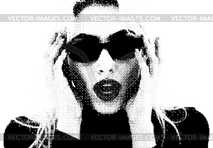 Old school pixel portrait of woman in early compute - royalty-free vector image