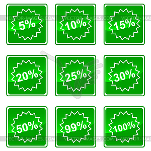 Icons with percent - vector image