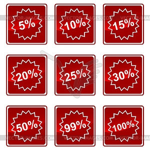 Icons with percent - vector clipart