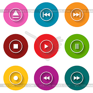 Player icons set - vector clipart