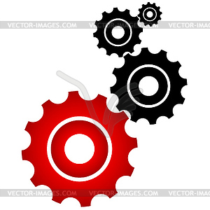 Red and black cogs - vector image