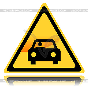Yellow Sign with Car - vector EPS clipart