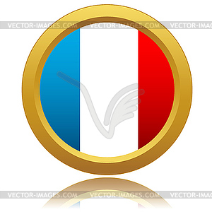 France Flag Glossy Button - vector clip art