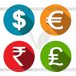 Currency flat icons set - vector clip art