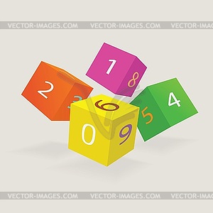 Color cubes with new date of year - vector clipart
