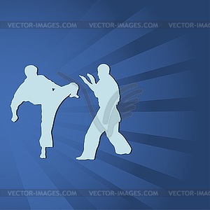 Тhe , two men are engaged in karate - vector clipart