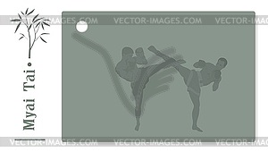 , two men are engaged in Myai Tai - vector clip art