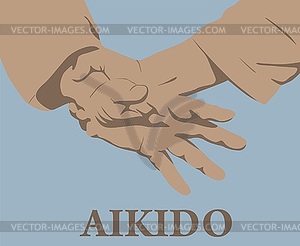 , capture of hands in Aikido - vector clip art