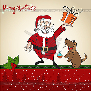 Santa Claus with gift - vector image