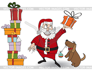 Santa Claus with gift - vector clipart