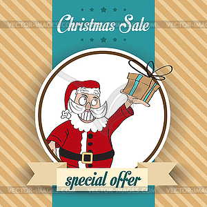 Christmas sale design with Santa - vector image