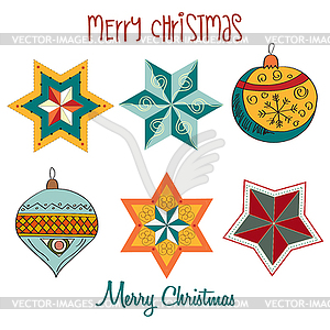 Collection of vintage Christmas decorative elements - vector image