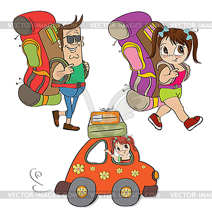 Tourists items set isolatd - vector clip art