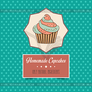 Vintage homemade cupcakes poster - vector clip art