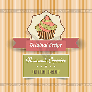 Vintage homemade cupcakes poster - vector clipart