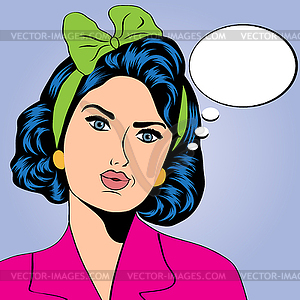 Cute retro woman in comics style - vector image