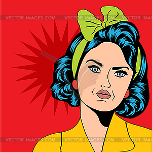 Cute retro woman in comics style - vector clip art