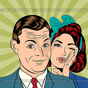 Man and woman love couple in popart comic style - royalty-free vector clipart