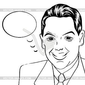 Smiling businessman, pop art style - vector clipart