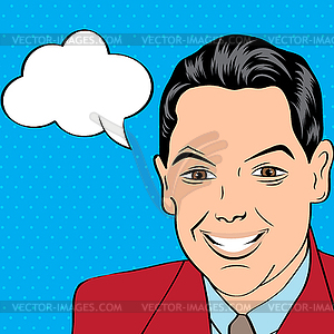 Smiling businessman, pop art style - vector clipart