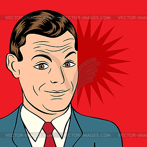 Smiling businessman, pop art style - vector clipart / vector image