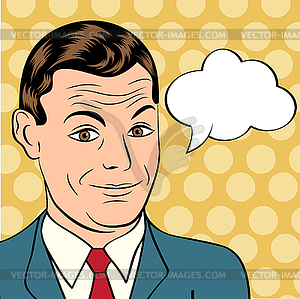 Smiling businessman, pop art style - vector image