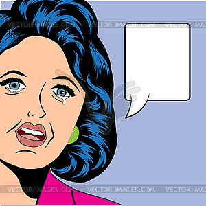 Pop Art sad woman - vector clipart