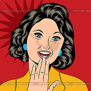 Pop Art laughing woman - vector EPS clipart