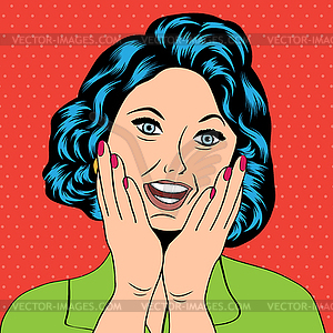 Pop Art laughing woman - vector image