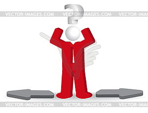 Business man, person and question mark and arows. - royalty-free vector image