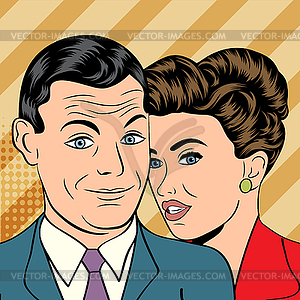 Man and woman love couple in pop art comic style - vector clipart