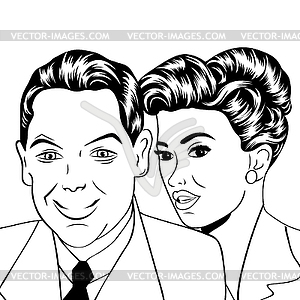 Man and woman love couple in pop art comic style - royalty-free vector clipart