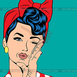 Cute retro woman in comics - vector image